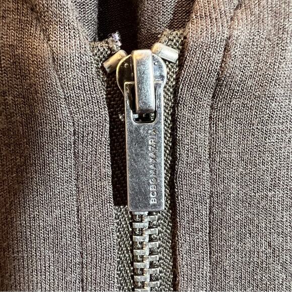 BCBG Maxazria Army Green Shift Zip Dress Sleeveless Oversized Pockets Flowy XS - Picture 6 of 12